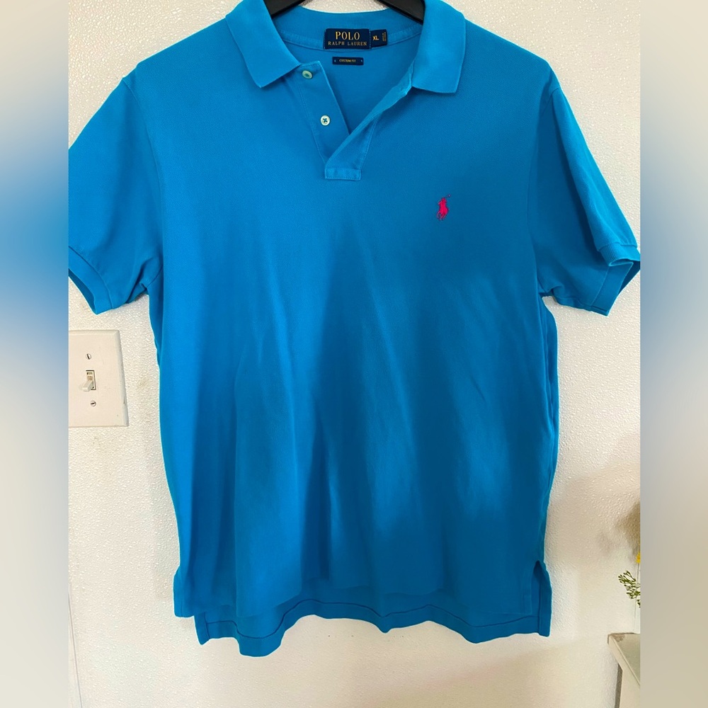 Polo Ralph Lauren Mens Classic Fit Cotton Polo Shirt Blue Size XL